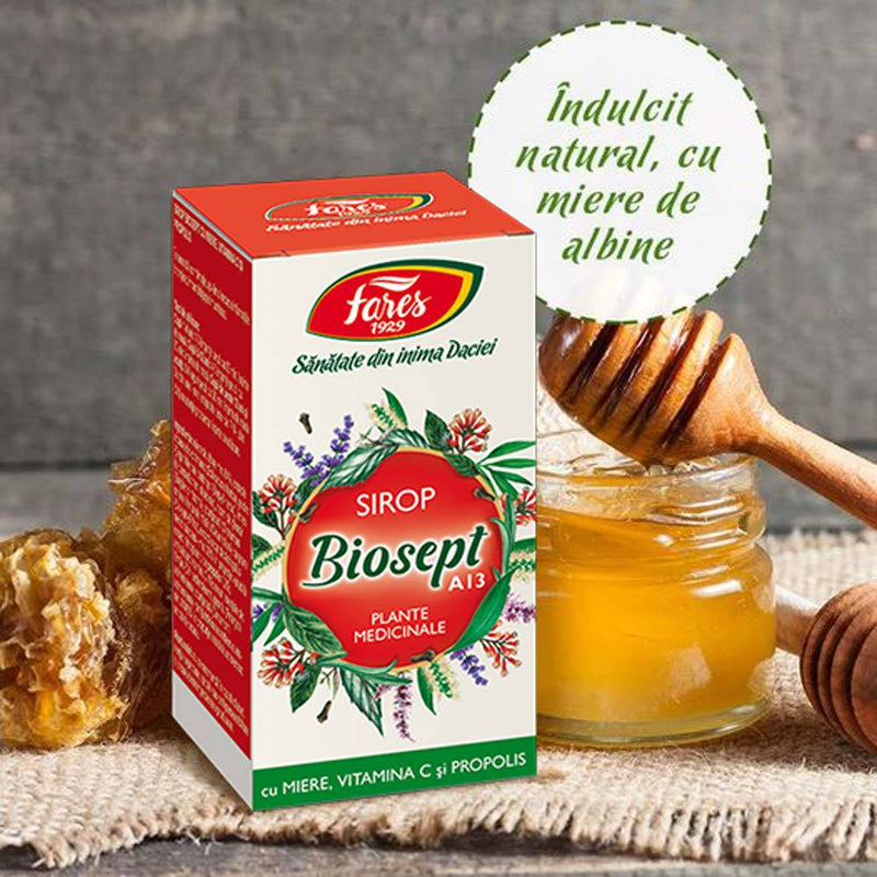 Biosept sirop miere si propolis, A13, 100 ml, Fares