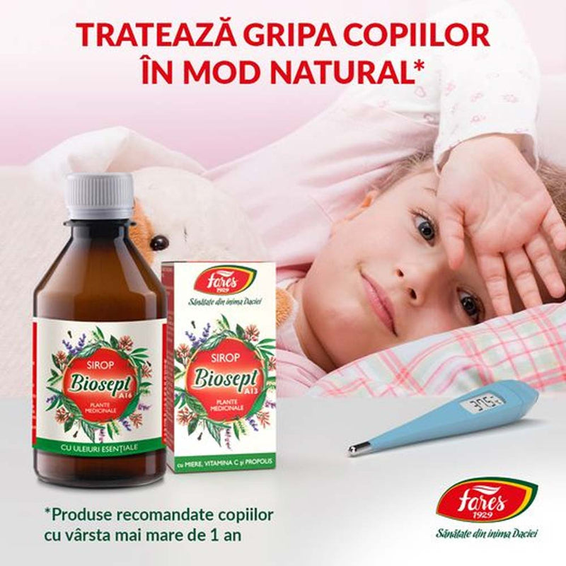 Biosept sirop miere si propolis, A13, 100 ml, Fares